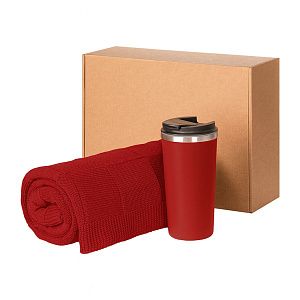 Подарочный набор Palermo, Cella, красный (плед, термокружка)