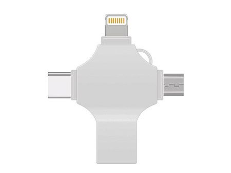 USB 3.0-флешка на 64 Гб 4-в-1 с разъемами Micro USB, Type-C и Lightning