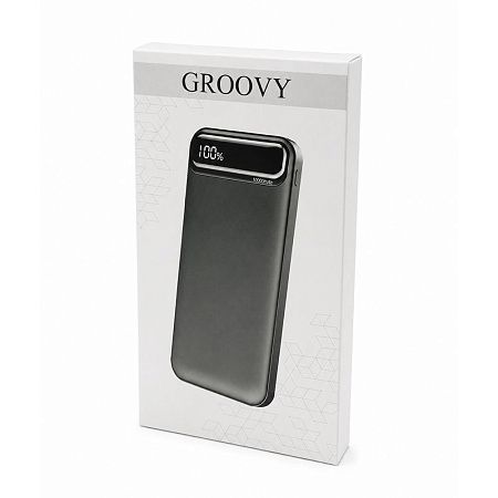 Внешний аккумулятор Groovy 10000 Mah с быстрой зарядкой, черный