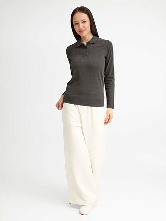 Рубашка поло женская с длинным рукавом Perfect LSL Women, черный меланж, размер M
