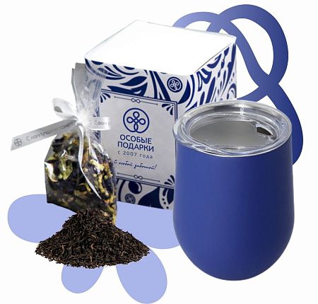 Подарочный набор "Синяя вечность": кофер, синий чай, коробка