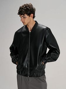Бомбер из искусственной кожи Univer, черный, размер XL/2XL