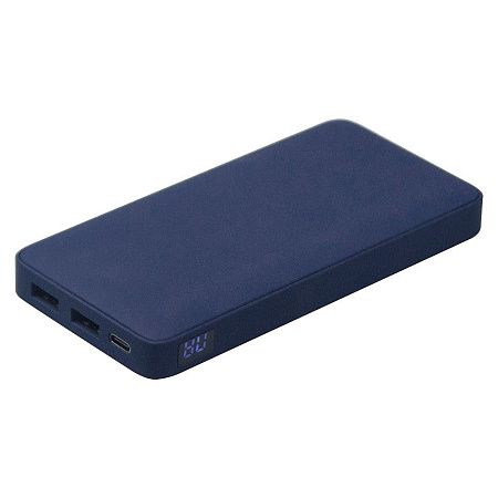 Внешний аккумулятор (powerbank) «WeCharge Velvet», 10 000 mAH, 5V -2A , c цифровым дисплеем для контроля заряда, темно-синий
