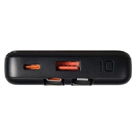 Внешний аккумулятор (powerbank)  «Stream 10»,  10 000 mAH, с двумя зарядными шнурами,  22,5W (Ватт)  super fast charge, Power Delivery (PD) 25.5W (dfnn),  c цифровым дисплеем для контроля заряда, черный