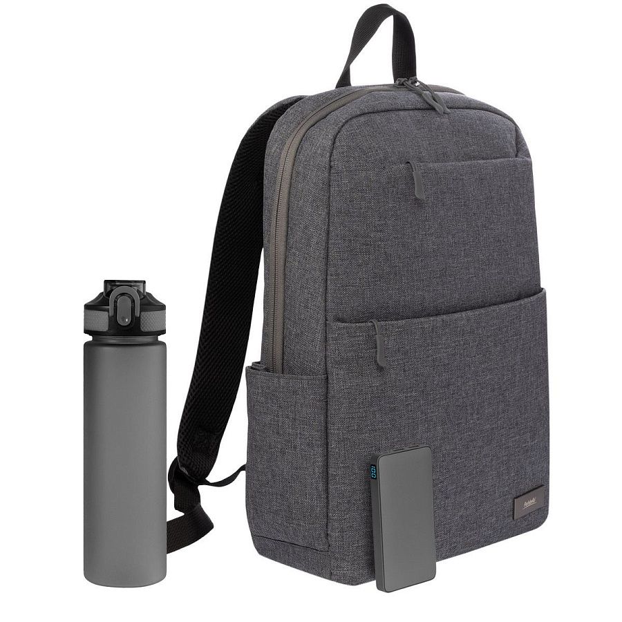 Подарочный набор Forst, серый (бутылка, ЗУ, рюкзак)
