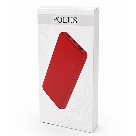 Внешний аккумулятор Polus, 10000 Mah, софт-тач покрытие, зеленый
