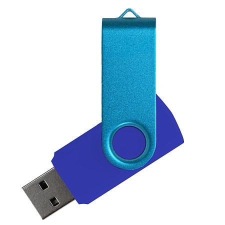 Флеш накопитель USB 2.0 Twister Сolor Mix 16GB, пластик Софт Тач/металл, синий/голубой