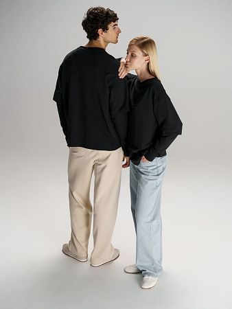 Футболка оверсайз с двойным рукавом Kosmos, черная, размер XL/2XL