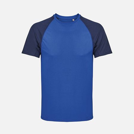 Футболка спортивная унисекс Vortex, темно-синяя с ярко-синим, размер L