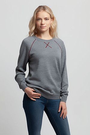 Джемпер Stitch с контрастной отделкой, серый с бордовым, размер S