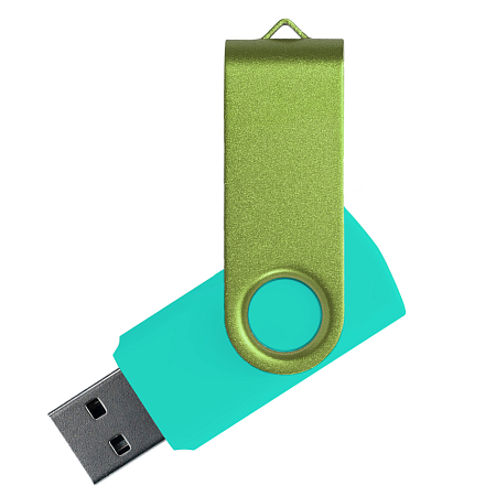 Флеш накопитель USB 2.0 Twister Сolor Mix 16GB, пластик Софт Тач/металл, бирюзовый/светло-зеленый