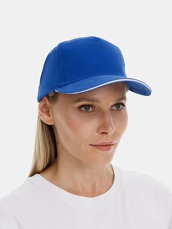 Бейсболка Long Beach, ярко-синяя с белым