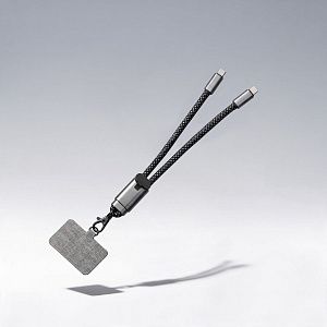 Ремешок-держатель для телефона с зарядным кабелем USB-C - USB-C «Lany Wristband Charge Eco», цвет: серый