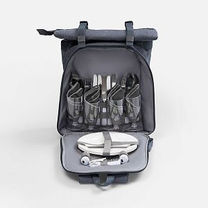 Набор для пикника Picnivo на 4 персоны, темно-серый меланж