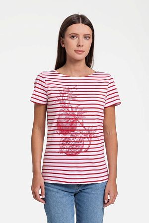 Футболка женская Grand Granat New, белая с красным, размер XS