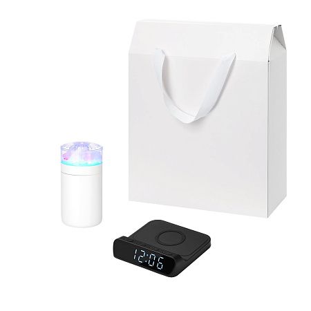 Подарочный набор Crystal, Rigel, черный (увлажнитель воздуха, зарядное устройство)