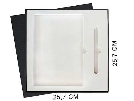 Коробка подарочная Solution Superior Alfa Fabrique, под ежедневник и ручку, черная, 25,7x25,7x2,8 см, бежевый ложемент