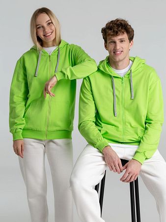 Толстовка на молнии с капюшоном Unit Siverga, зеленое яблоко, размер XS