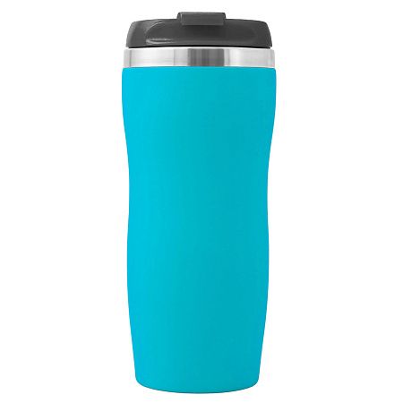 Термокружка SLIM SOFT 350мл. Бирюзовая с черной крышкой 6031.16