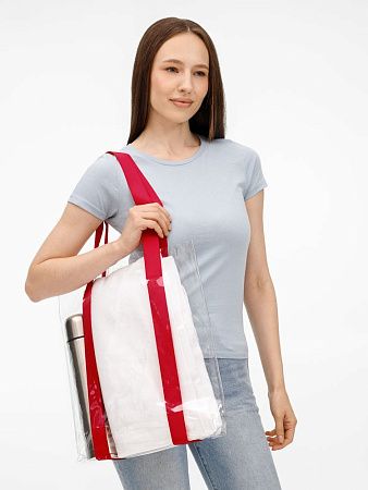 Шопер Clear Fest, ver.2, прозрачный с красными ручками