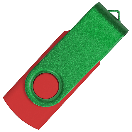 Флеш накопитель USB 2.0 Twister Сolor Mix 16GB, пластик Софт Тач/металл, красный/зеленый