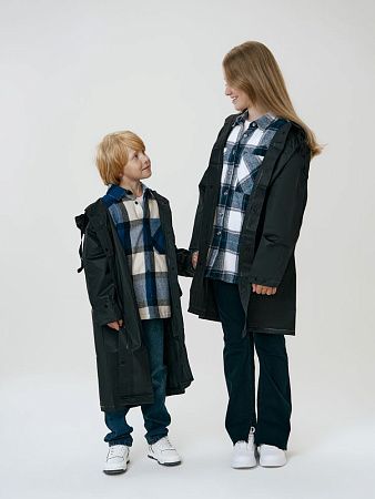 Дождевик детский RainDrop Kids, черный, размер 10 лет (130-140 см)