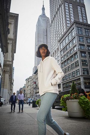 Толстовка с капюшоном женская BNC Inspire (Organic), молочно-белая, размер XS