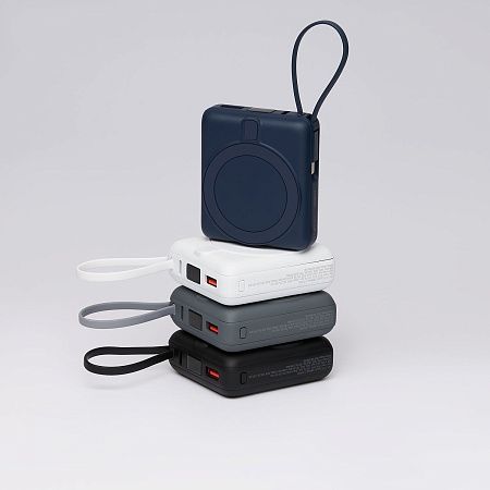 Внешний аккумулятор с подсветкой Риттер PD (Ritter PD) 10000mAh с функцией беспроводной зарядки 15W, серый