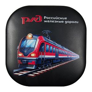 Кабель зарядный выдвижной USB Wingle Print Sample "Железные дороги" 3-в-1 на Lightning, Micro-USB, Type-C «U50» 2,4 A, Quick Charge с подставкой для телефона, квадратный, черный