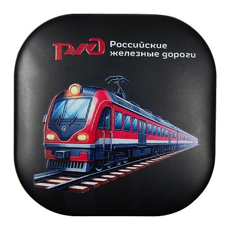 Кабель зарядный выдвижной USB Wingle Print Sample "Железные дороги" 3-в-1 на Lightning, Micro-USB, Type-C «U50» 2,4 A, Quick Charge с подставкой для телефона, квадратный, черный