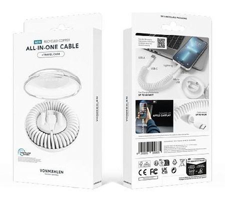 Кабель Vonmahlen Allroundo Eco для быстрой зарядки, черный