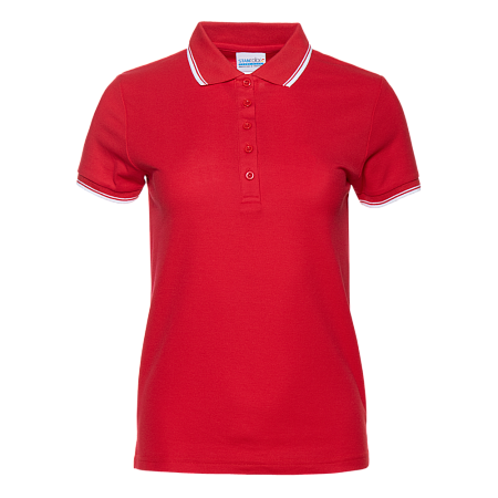 Рубашка поло женская STAN с окантовкой хлопок/полиэстер 185, 04BK, Красный,  (14)  (52/XXL)