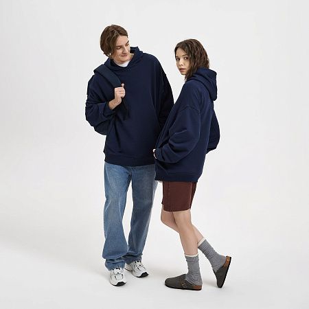 Худи оверсайз унисекс FUSION, темно-синий, размер XL/2XL