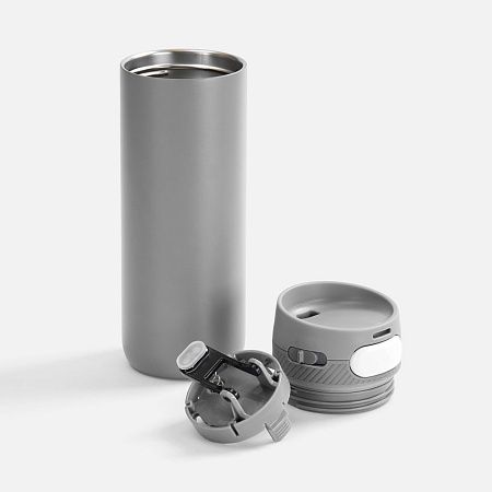 Термостакан X1 с цветной кнопкой, серый с белым