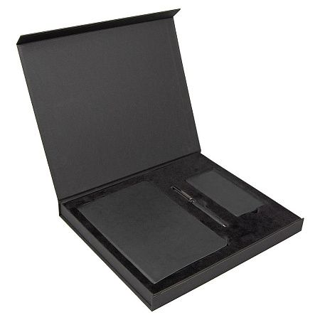 Набор подарочный Solution Prestige Yota Trio (Ежедневник Flexy Latte Soft Touch Black Edition Color А5, Внешний аккумулятор (powerbank) «WeCharge Soft Touch», Ручка Grand Attashe металлическая,) в подарочный коробке, черный