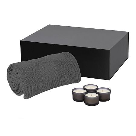 Подарочный набор Sento, Cella, серый (свеча, плед)
