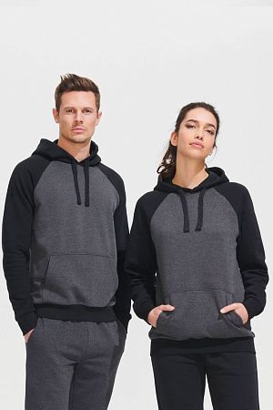 Толстовка унисекс Seattle, темный меланж с черным, размер XS