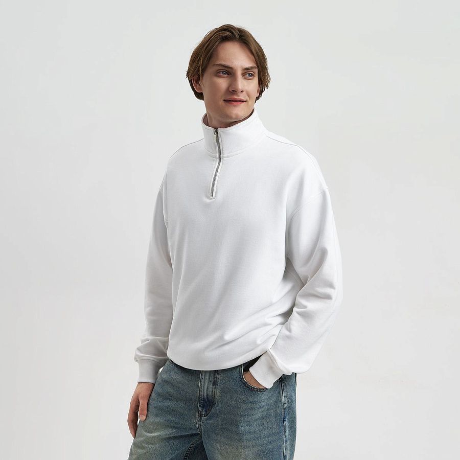 Толстовка на молнии унисекс FLOW, белая, размер 3XL/4XL