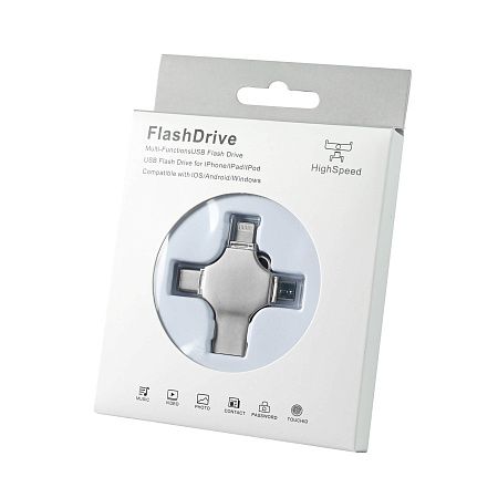 Флешка XENON 4в1 Серебристая 4444.06.64ГБ3.0