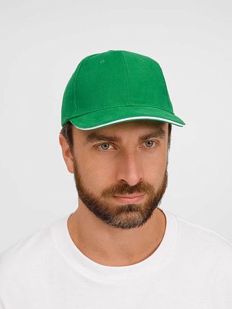 Бейсболка Buffalo, ярко-зеленая с белым