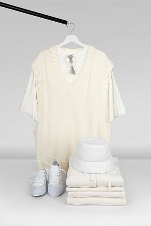 Футболка унисекс оверсайз T1, молочно-белая, размер M/L