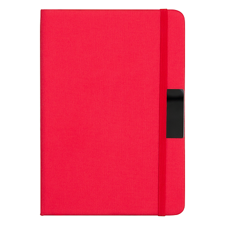 Блокнот А5 Hobard, в твердой обложке c резинкой в линейку, красный