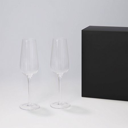 Подарочный набор 2 бокала для шампанского Blanche в черной коробке