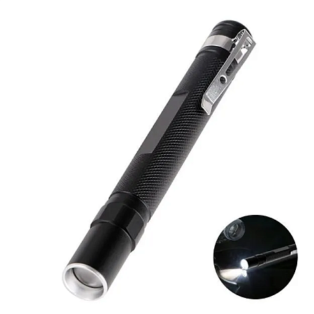 Фонарь Tools Dinan, алюминиевый, с клипсой, черный