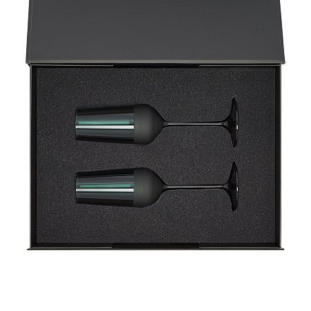 Подарочный набор 2 бокала для шампанского Emerald в черной коробке