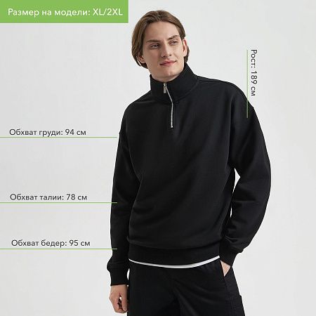 Толстовка на молнии унисекс FLOW, темно-синяя