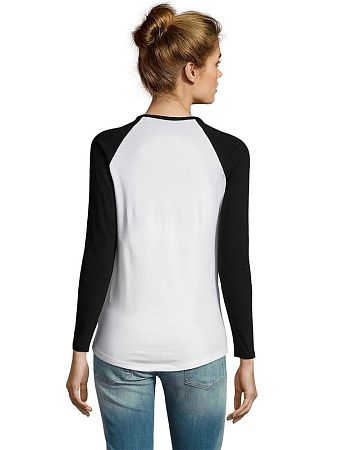 Футболка женская с длинным рукавом Milky Lsl, белая с темно-синим, размер S