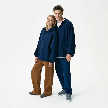Ветровка (анорак) оверсайз унисекс Риссман (Rissman), темно-синяя, размер XL/XXL