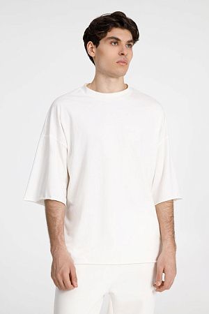 Футболка унисекс оверсайз T1, молочно-белая, размер M/L