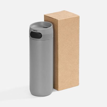 Термостакан X1 с цветной кнопкой, серый с черным